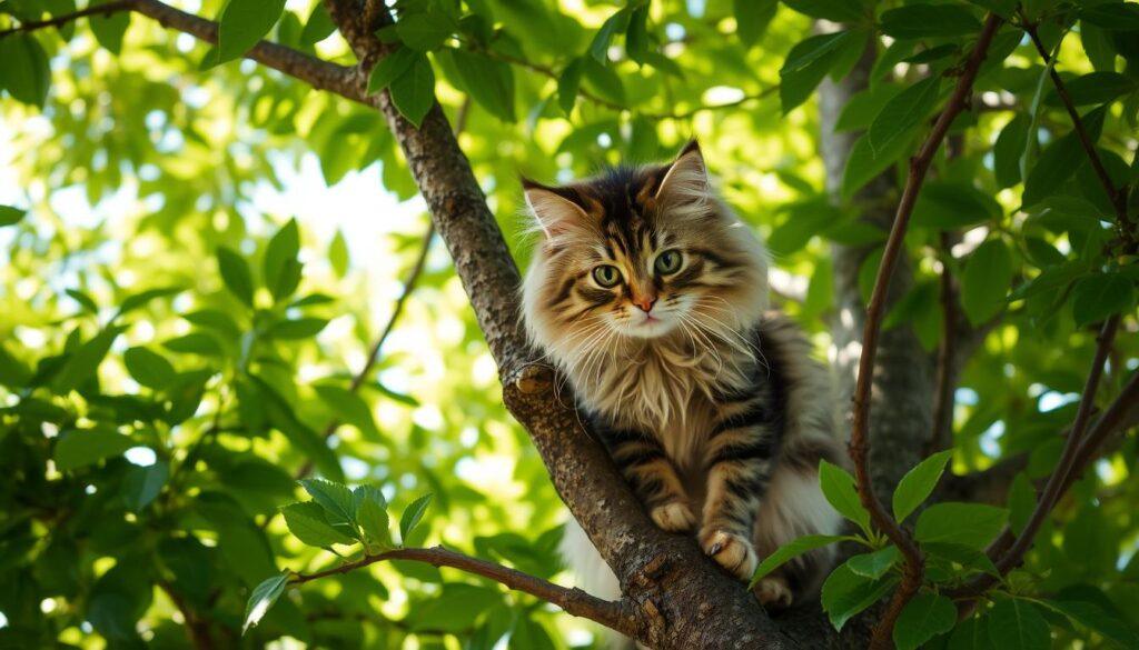 cat stuck in tree