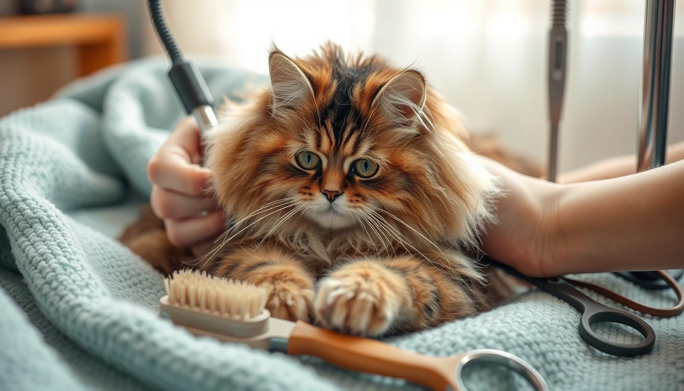 how to restrain a cat for grooming