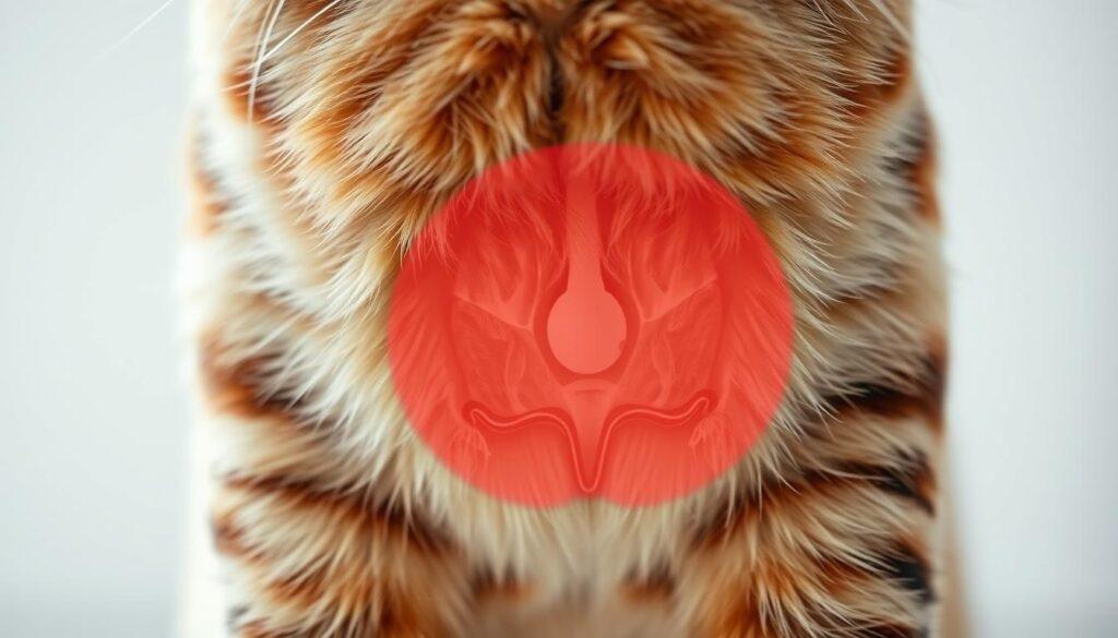 A well-lit, close-up scene depicting the lower abdomen of a cat, showcasing the urinary tract and bladder area. The image should have a clean, clinical aesthetic with a soft, muted color palette. In the foreground, there is a detailed illustration of the urinary system, highlighting the key anatomical structures and demonstrating how proper hydration and diet can help prevent urinary tract infections. The background should be blurred, creating a sense of focus on the central subject matter. The lighting should be gentle, creating subtle shadows and highlighting the contours of the cat's body. The overall tone should convey a sense of educational clarity and medical expertise, guiding the viewer's understanding of feline urinary health. A well-lit, close-up scene depicting the lower abdomen of a cat, showcasing the urinary tract and bladder area. The image should have a clean, clinical aesthetic with a soft, muted color palette. In the foreground, there is a detailed illustration of the urinary system, highlighting the key anatomical structures and demonstrating how proper hydration and diet can help prevent urinary tract infections. The background should be blurred, creating a sense of focus on the central subject matter. The lighting should be gentle, creating subtle shadows and highlighting the contours of the cat's body. The overall tone should convey a sense of educational clarity and medical expertise, guiding the viewer's understanding of feline urinary health.