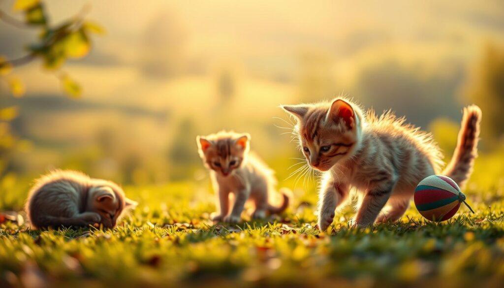 A vibrant, beautifully-lit scene depicting the age milestones of a kitten's growth and development. In the foreground, a playful kitten explores its surroundings, its soft fur glowing in warm, gentle lighting. The middle ground showcases the kitten's progression, from a tiny newborn curled up sleeping, to a curious adolescent pouncing on a toy. In the background, a serene landscape sets the stage, with lush greenery and a softly blurred, dreamy atmosphere, emphasizing the tranquil, natural essence of the kitten's journey. The image captures the essence of the "When Is a Kitten a Cat: Defining the Age Milestones" section, seamlessly blending realism and whimsy to illustrate the gradual transformation from kitten to cat. A vibrant, beautifully-lit scene depicting the age milestones of a kitten's growth and development. In the foreground, a playful kitten explores its surroundings, its soft fur glowing in warm, gentle lighting. The middle ground showcases the kitten's progression, from a tiny newborn curled up sleeping, to a curious adolescent pouncing on a toy. In the background, a serene landscape sets the stage, with lush greenery and a softly blurred, dreamy atmosphere, emphasizing the tranquil, natural essence of the kitten's journey. The image captures the essence of the "When Is a Kitten a Cat: Defining the Age Milestones" section, seamlessly blending realism and whimsy to illustrate the gradual transformation from kitten to cat.
